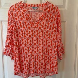 Women’s coral and white blouse size large